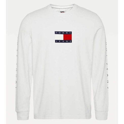 Tommy Jeans - flag tee חולצת שרוול ארוך טומי גינס לבן / שחור